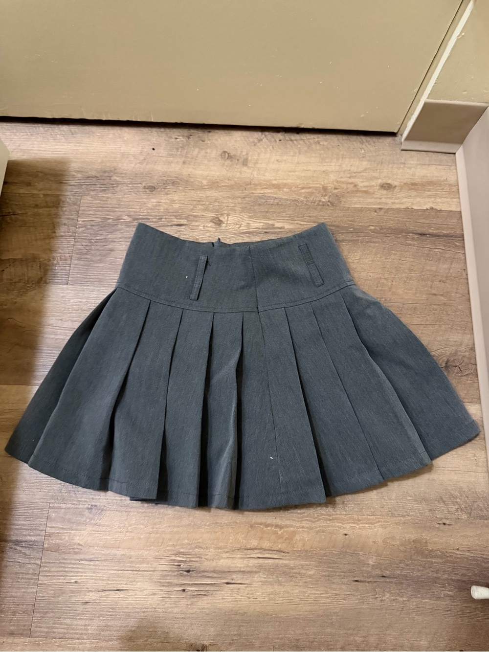 Pleated Mini Skirt in Dark Charcoal